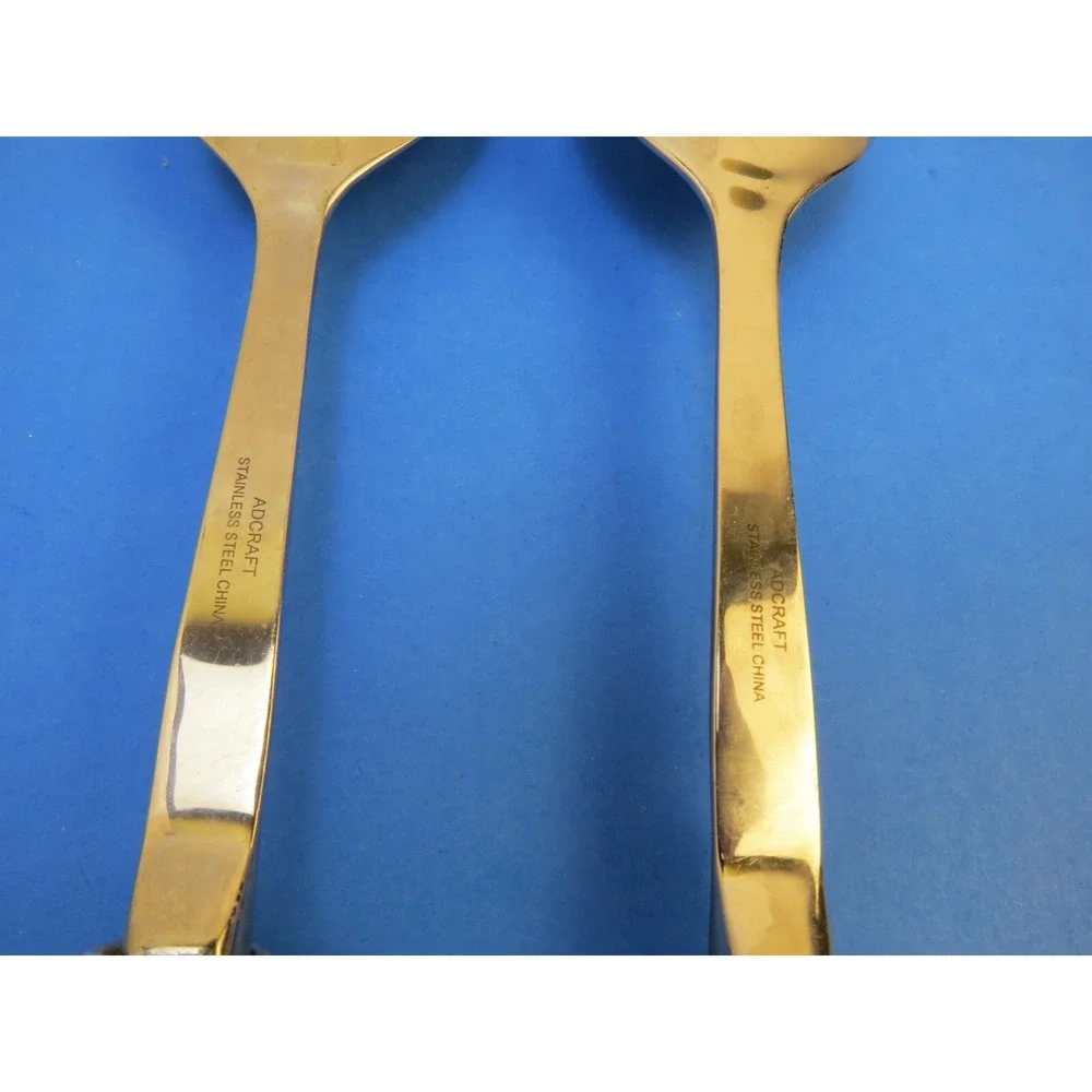 Adcraft Boho Artsy Salad Spoon and Fork Set Beaded Metal Wire Wrapped